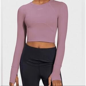 BALEAF Women's Long Sleeve Compression Crop Top Workout Running Shirts XS
